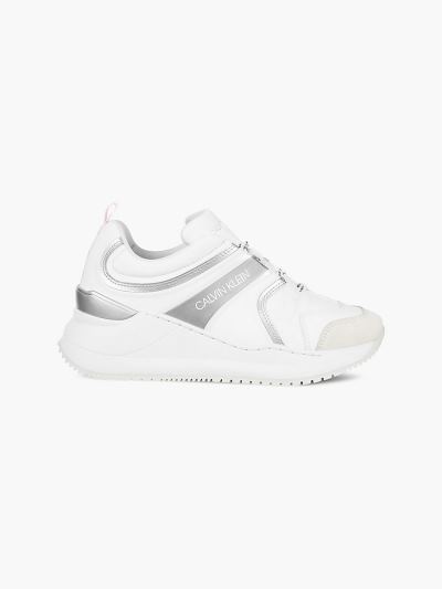 Calvin Klein Cipők HU989793 | Calvin Klein Faux Bőr Női Sportcipő Világos Fehér